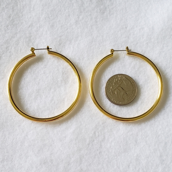 2" Yellow Gold Hoops - Picture 4 of 6